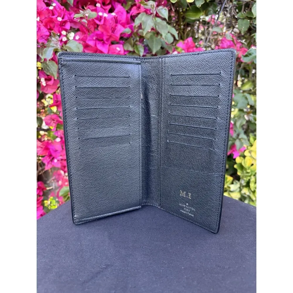 Louis Vuitton Taiga Leather Continental Brazza Long Bifold Wallet Black